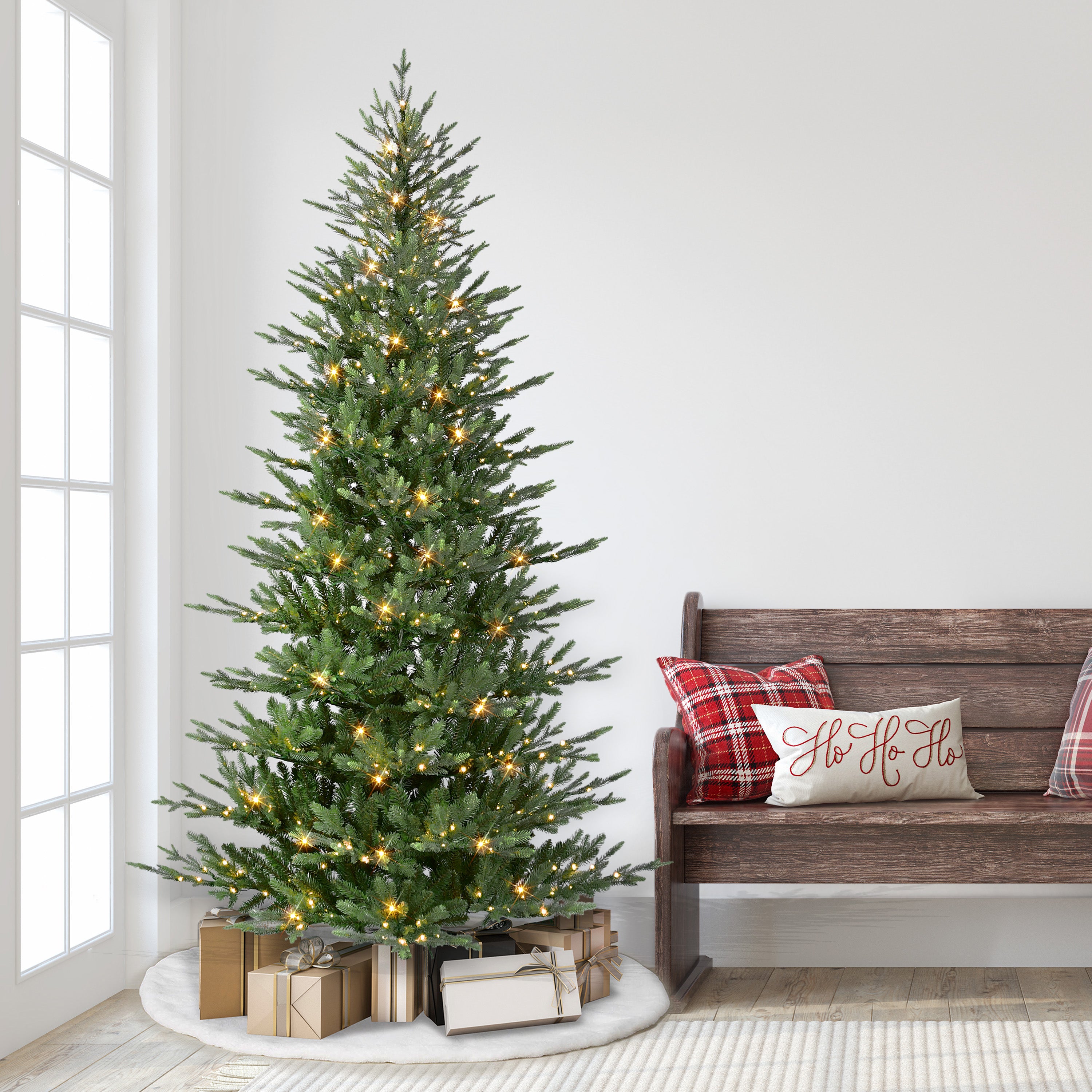 7.5ft Pre-Lit Slim Alberta Spruce Tree